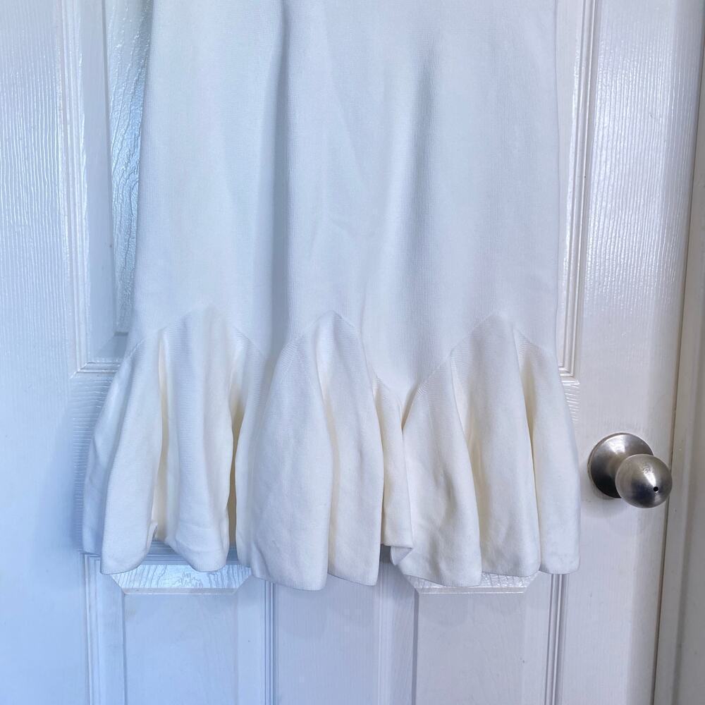 TED BAKER Pleated Hem Knitted Bodycon Mini Dress Ivory White Mini TB Size 3 US 8 - Picture 6 of 9